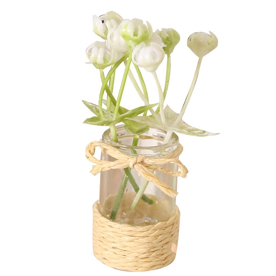 Пластиковые цветы и стеклянные вазы миниатюрные украшения, аксессуары для домашнего кукольного домика с микро-ландшафтом, притворяясь опорными украшениями