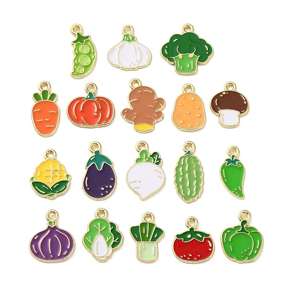 Alloy Enamel Pendants, Golden