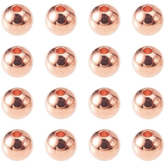 Round Brass Spacer Beads, 6mm, Hole: 2mm