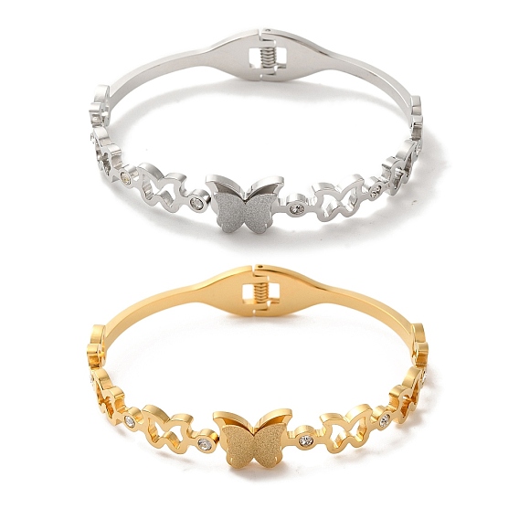 Бабочка вакуумное покрытие 304 браслеты из нержавеющей стали со стразами для женщин