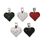 201 подвески из нержавеющей стали и глины, со стразами, сердце, цвет нержавеющей стали