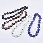 Gemstone Beaded Necklaces, with Non-Magnetic Synthetic Hematite Beads & Platinum Plated Brass Lobster Claw Clasps, Flat Round