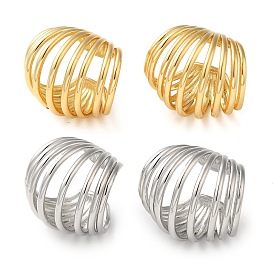 Rack Plating Brass Multi Lines Cuff Earrings, Splite Earrings for Women, Lead Free & Cadmium Free, Long-Lasting Plated