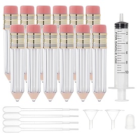 DIY Lip Glaze Bottles, Lip Glaze Tube, Empty Bottles with Lid, with Disposable Plastic Transfer Pipettes, Plastic Funnel Hopper, Screw Type Hand Push Glue Dispensing Syringe(without needle)