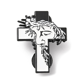 Религиозный крест с человеческой эмалированной булавкой, Брошь из черного цинкового сплава с электрофорезом для рюкзака, одежды