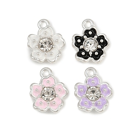 Сплав эмали с подвесками из хрустальных страз, цветок, платина