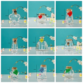 Bouteille de souhait vide en verre, avec bouchon en liège et étiquettes en papier de style aléatoire et ficelle de jute, pour la fabrication artisanale de bricolage