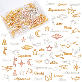 207Pcs Alloy Cabochons & Links, Mixed Shapes