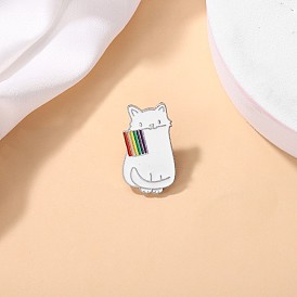Cute and Fashionable White Cat Enamel Pin for Bags and Clothes