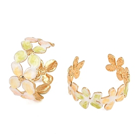 304 манжеты браслеты из нержавеющей стали эмаль, цветок