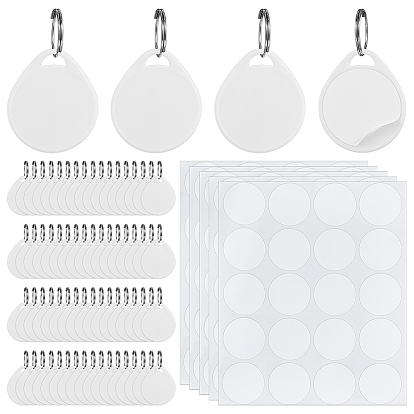 1пакет пластиковых заготовок для брелоков, с бумажной наклейкой, слеза, платина