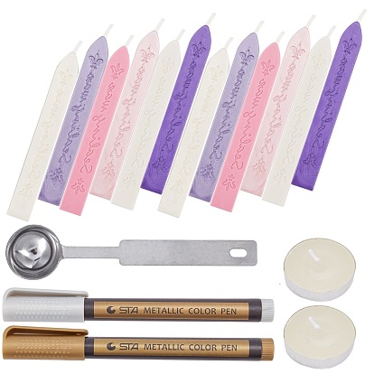 DIY Scrapbook Crafts, Including Sealing Wax Sticks, Metallic Markers Paints Pens, Stainless Steel Spoons and Candles