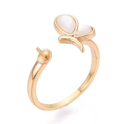 Закрепки для манжетных колец в форме бабочки из латуни, за половину пробурено бисера