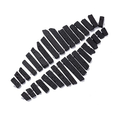 Natural Lava Rock Beads Strands, with Seed Beads, Rectangle