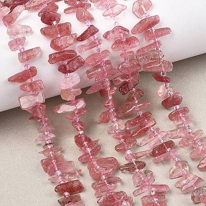 Природного кварца клубники нитей бисера, чип, класс А, с бисером
