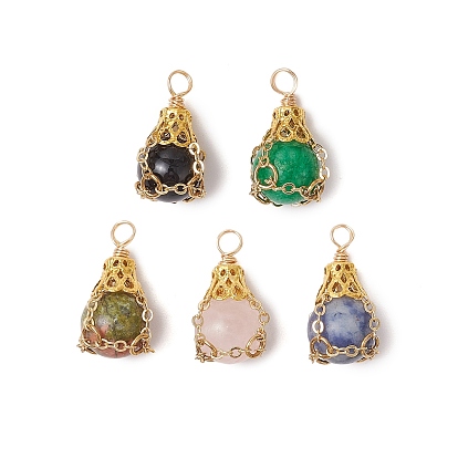 Драгоценный камень подвески, подвески-слезинки с железной фурнитурой, золотые