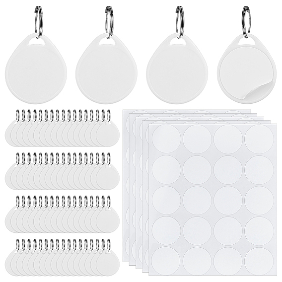 1пакет пластиковых заготовок для брелоков, с бумажной наклейкой, слеза, платина
