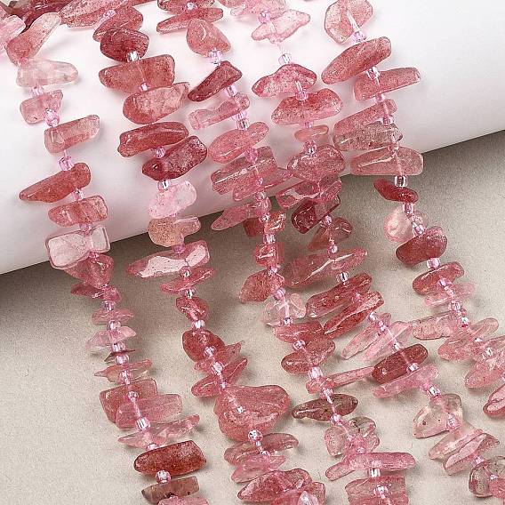 Природного кварца клубники нитей бисера, чип, класс А, с бисером