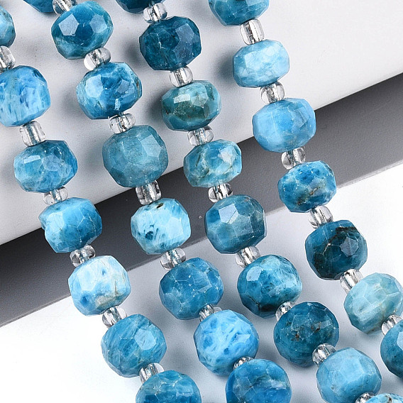 Природного апатита нитей бисера, с бисером, граненые, рондель