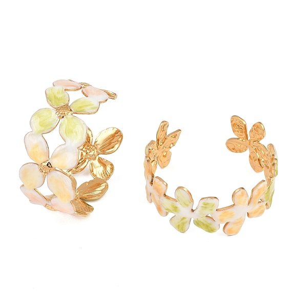 304 манжеты браслеты из нержавеющей стали эмаль, цветок