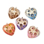 304 Stainless Steel & Enamel & Rhinestone Pendants, Heart Charms, Ion Plating(IP), Long-Lasting Plated, Real 18K Gold Plated