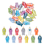 24Pcs 12 Colors Handmade Porcelain Pendants, Fish Charms with Brass Loops, Golden