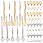 10Pcs 304 Stainless Steel Chain Extender, Curb Chain, with 202 Stainless Steel Charms, Oval