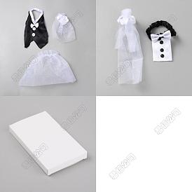 Funda para botella de vino de organza y tela para vestido completo de novia y novio, con mangas de copa de encaje de tela