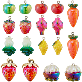 18 шт. 9 стили ab цвета подвески из смолы, с платиновыми железными петлями