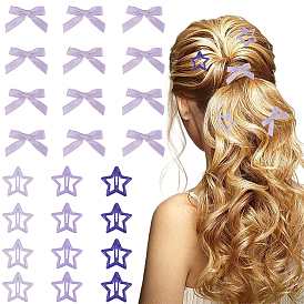 12шт. заколки-звездочки из железа, с 12шт. бантами из полиэстера и кожи аллигатора