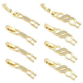 8 шт. 2 стили стойка покрытие латунь микропаве прозрачный кубический цирконий застежки для часового ремешка, без кадмия и без свинца, долговечный