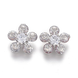 Пуговицы на хвостовике из латуни с микропейвом и прозрачным кубическим цирконием, цветок