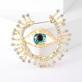 Eye Rhinestone Pins, Alloy Brooches for Girl Women Gift