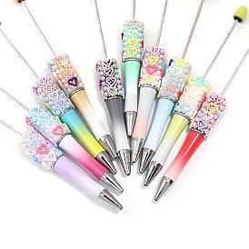 5Pcs Heart Plastic Beadable Pens, Ball-Point Pen, for DIY Personalized Pen