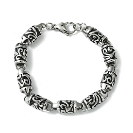 304 Stainless Steel Textured Column Link Chain Bracelets for Women Men
