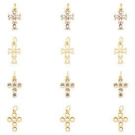 12 шт. 2 подвески из латуни с микропаве из прозрачного кубического циркония, с прыжковых колец, долговечный, без кадмия и без свинца, крестик