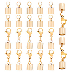 20 шт. 2 стиль 304 застежки-лобстеры из нержавеющей стали, с перемычками и 201 концами шнура из нержавеющей стали