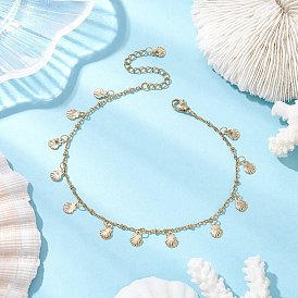 Летний пляж 304 браслеты на ногу из нержавеющей стали в форме ракушки для женщин