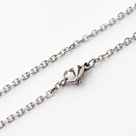 304 Stainless Steel Cable Chain Necklaces, with Lobster Claw Clasps, Faceted
