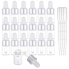 2ml Glass Dropper Bottles, with Dropper, For Traveling Essential Oils Perfume Cosmetic Liquid, with Disposable Plastic Transfer Pipettes