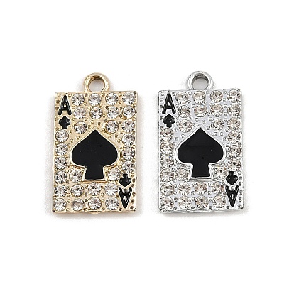 Подвески из эмали и сплава, со стразами, пиковый туз очарование