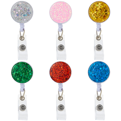 6 шт. 6 цветная блестящая катушка для значков из АБС-пластика, с железной фурнитурой, плоско-круглые