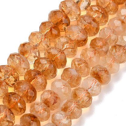 Нагретые нити из натуральных цитриновых бусин, рондель, граненые