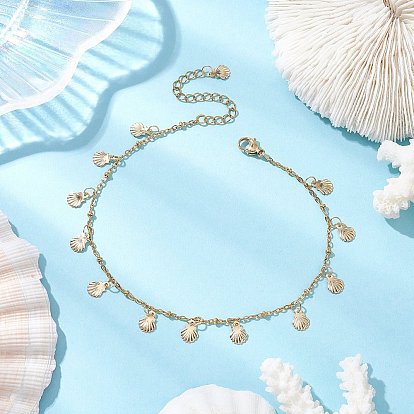 Летний пляж 304 браслеты на ногу из нержавеющей стали в форме ракушки для женщин