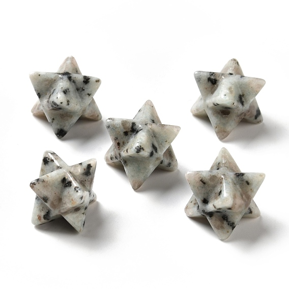 Natural Sesame Jasper/Kiwi Jasper Beads, No Hole/Undrilled, Merkaba Star