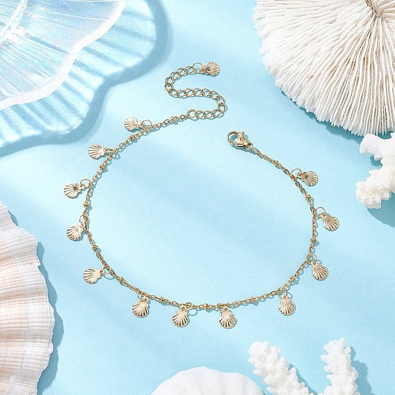 Летний пляж 304 браслеты на ногу из нержавеющей стали в форме ракушки для женщин