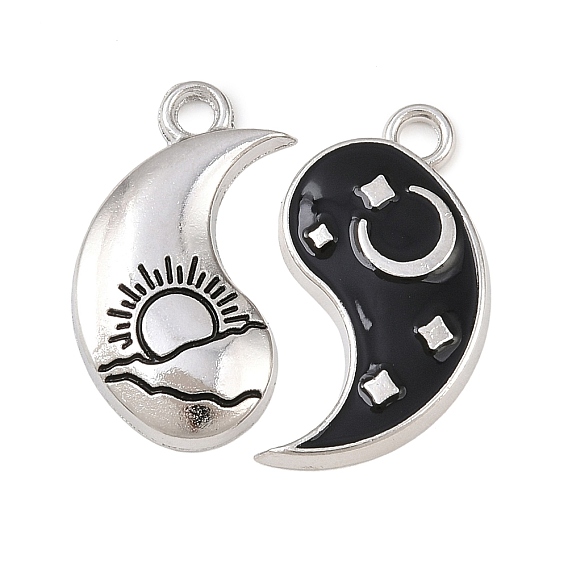 Подвески из эмали и сплава, инь-ян с узором солнца и луны
