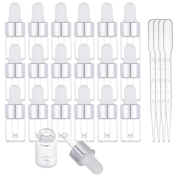 2ml Glass Dropper Bottles, with Dropper, For Traveling Essential Oils Perfume Cosmetic Liquid, with Disposable Plastic Transfer Pipettes
