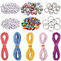 Сделай сам наборы для ключей, включая 304 застежки для ключей из нержавеющей стали и соединительные кольца, пластиковые, стеклянные и акриловые бусины, полиэфирные нити