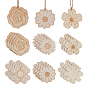 30шт 5 стили необработанные деревянные подвесные украшения, с джутовым шпагатом, цветок
